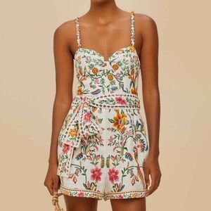 Farm RIO Off-White Delicate Forest Euroflax™ Premium Linen Romper